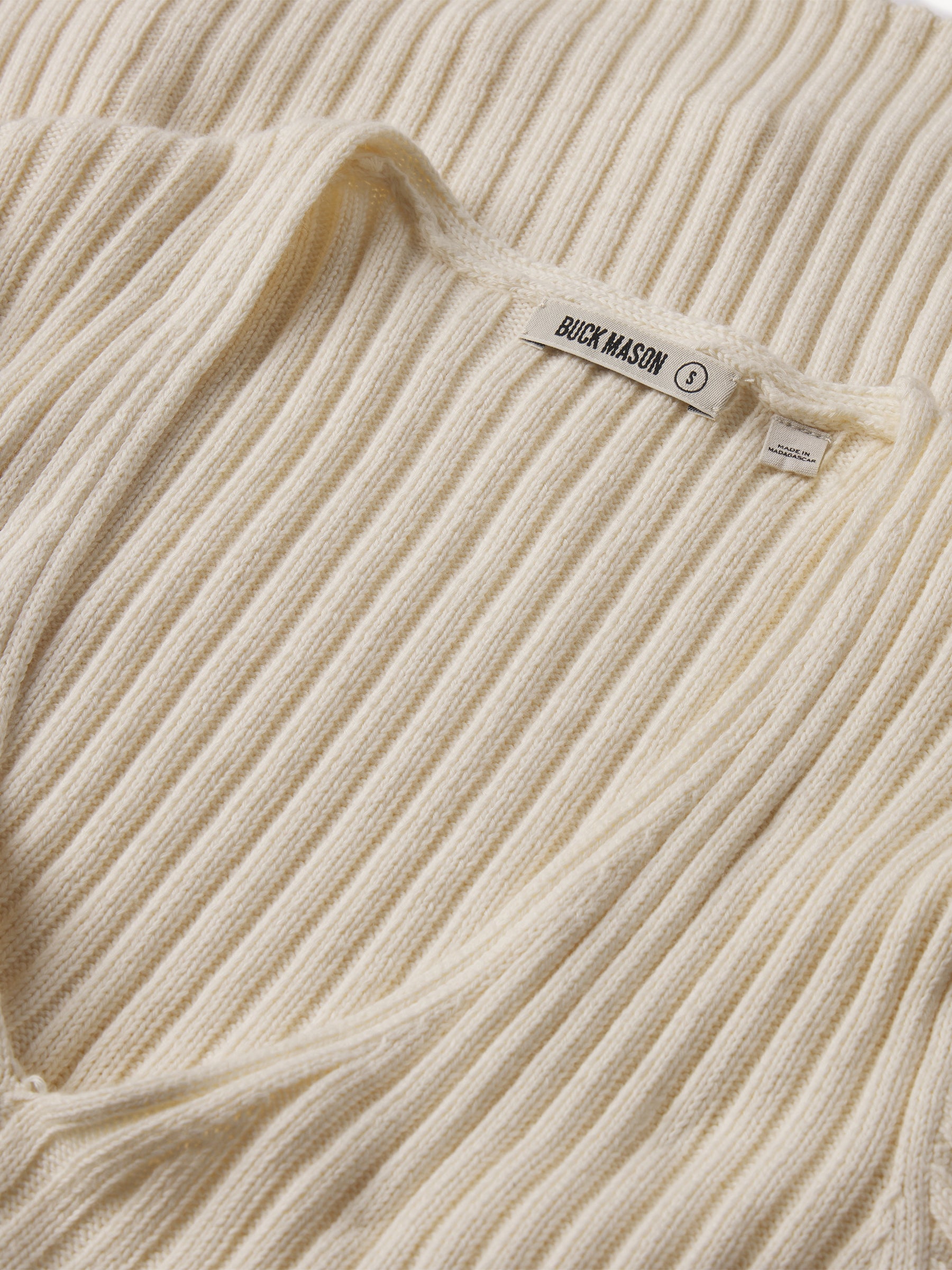 Natural Fluted Rib V-Neck Long Sleeve - Image 7
