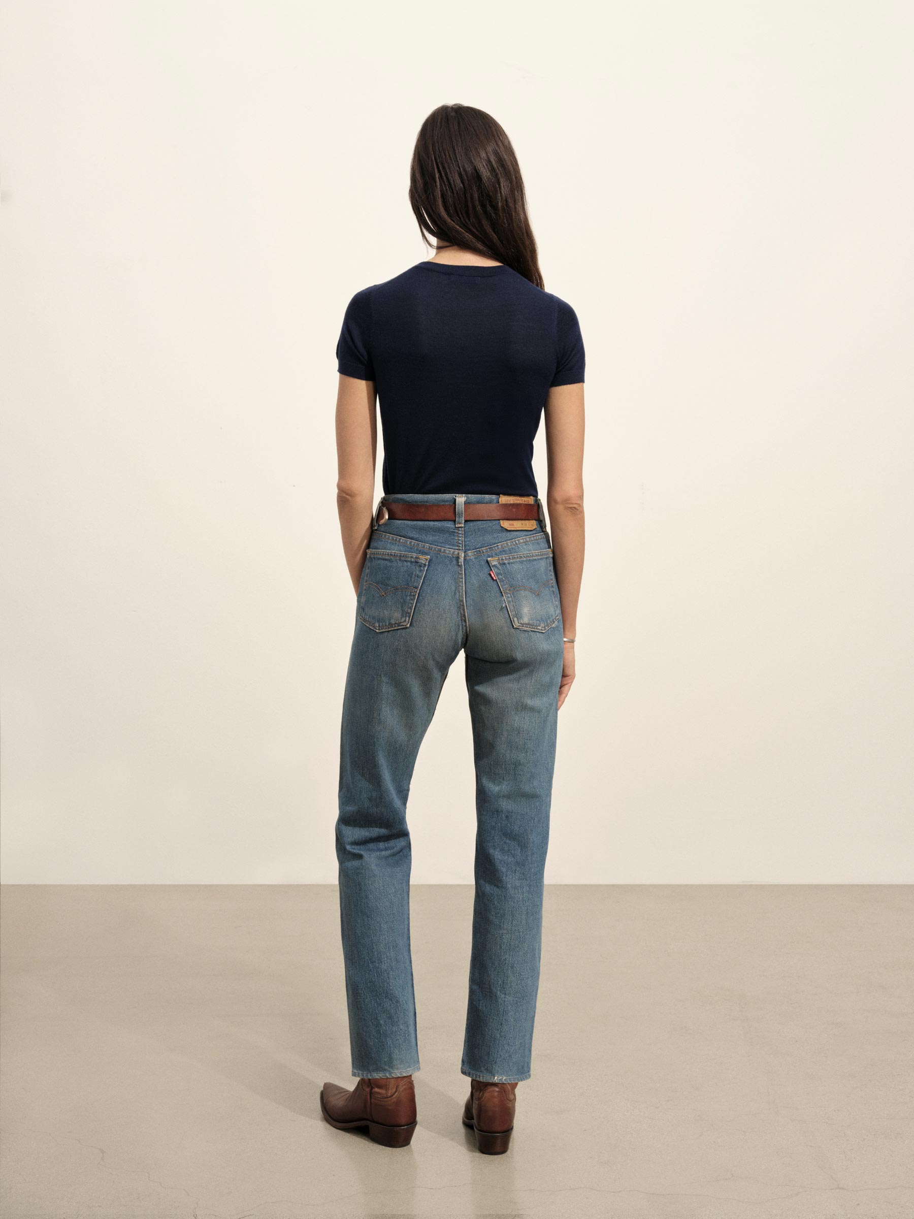 Dark Navy Featherweight Silk Cashmere Tee - Image 4