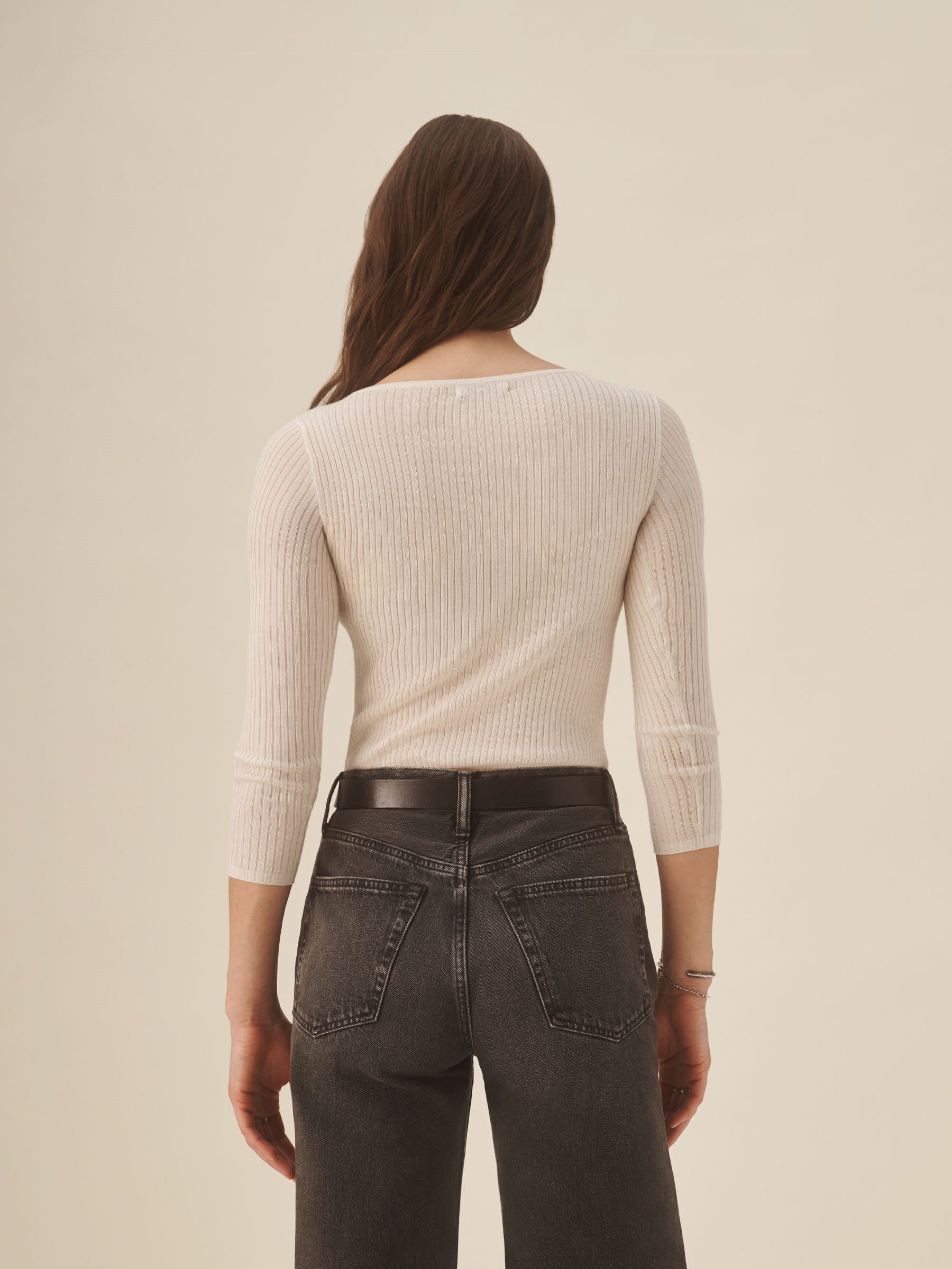 Natural Featherweight Silk Cashmere Bateau Neck L/S - Image 5