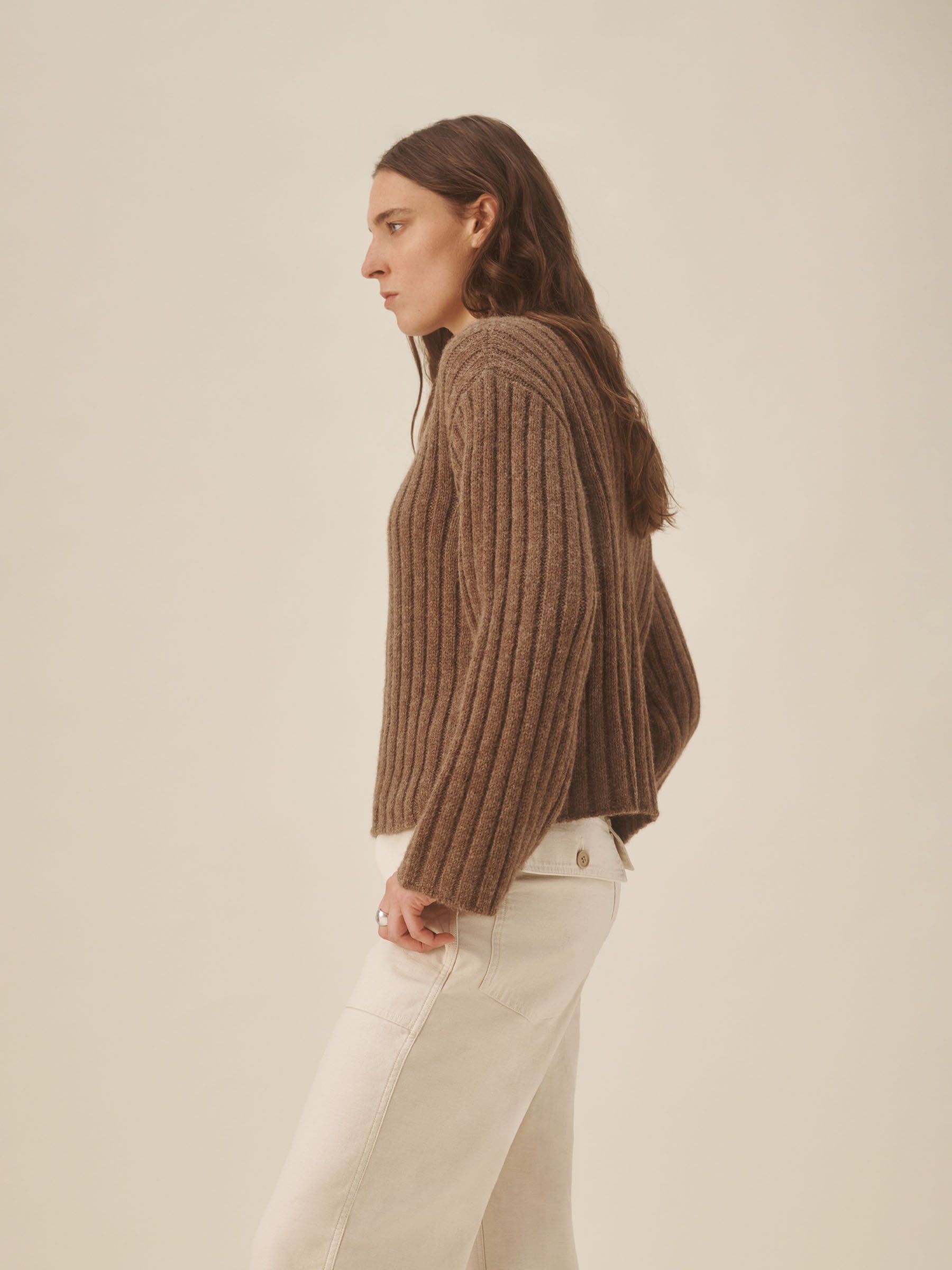 Marled Chestnut Highland Alpaca Bolded Rib Turtleneck - Image 5