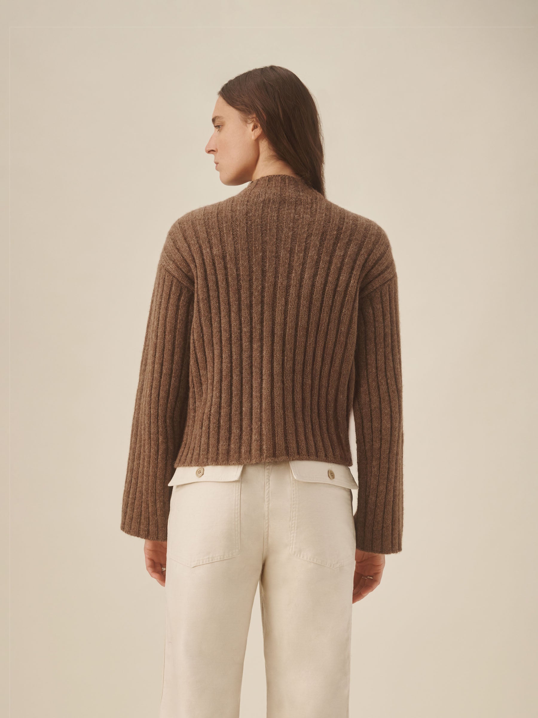 Marled Chestnut Highland Alpaca Bolded Rib Turtleneck - Image 6