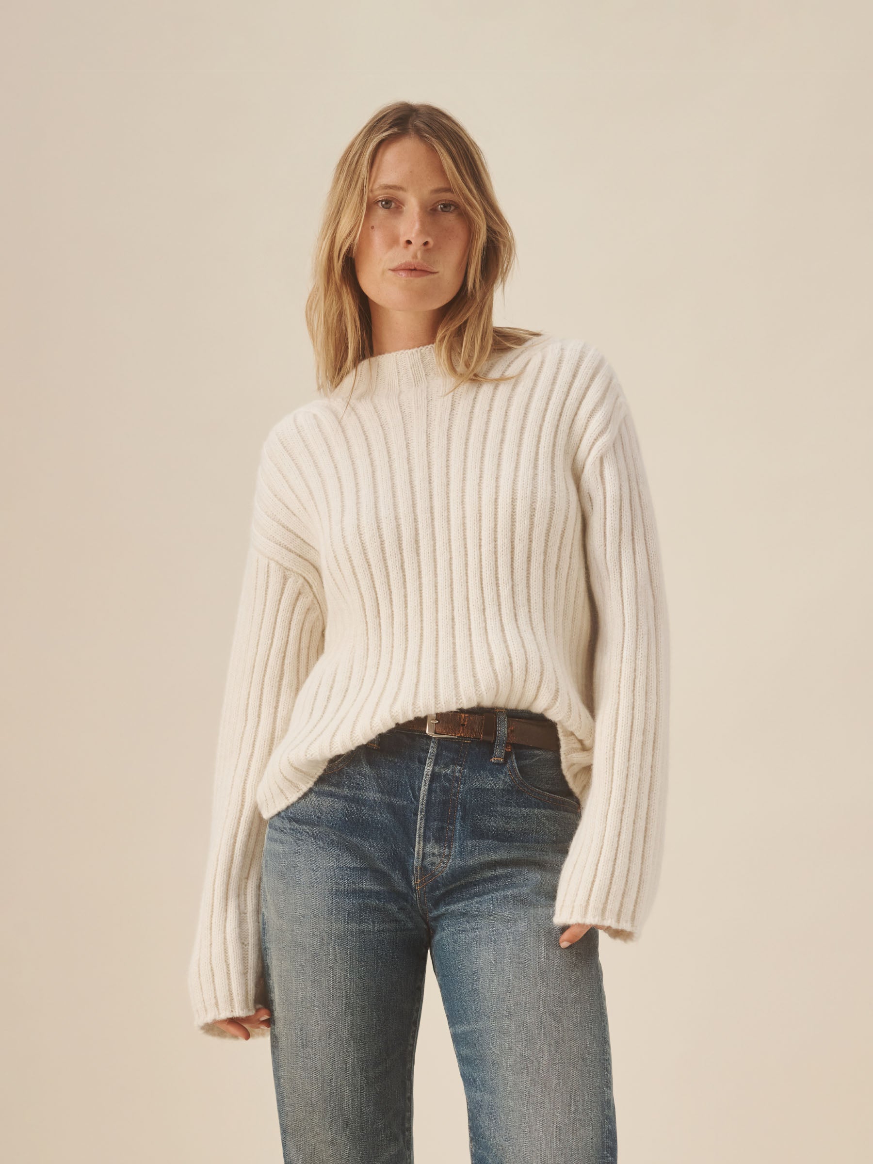 Natural Highland Alpaca Bolded Rib Turtleneck - Image 3