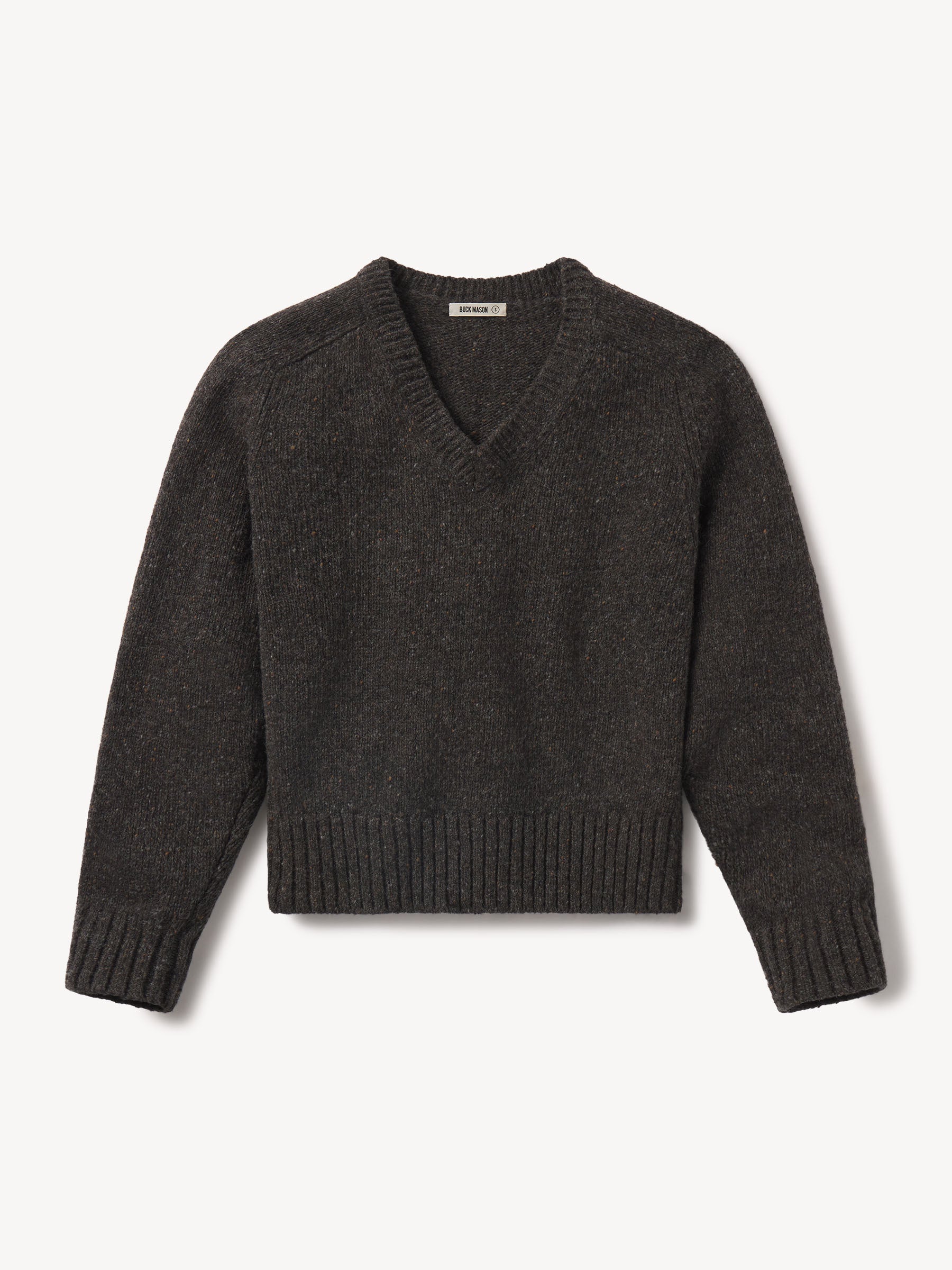 Cobblestone Seastack Wool Tweed V-Neck