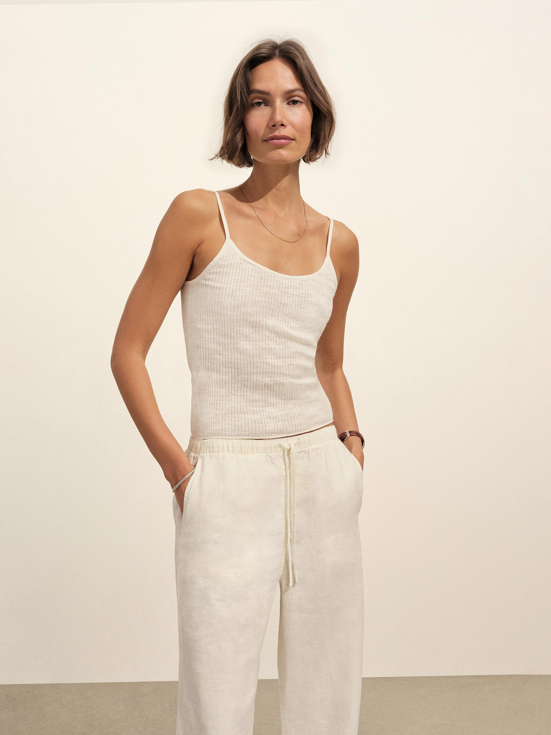 Sea Shell Crosshatch Linen Easy Pant - Image 3