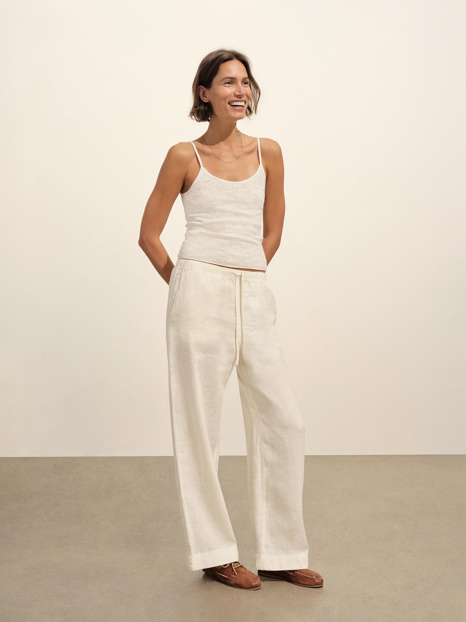 Sea Shell Crosshatch Linen Easy Pant - Image 4