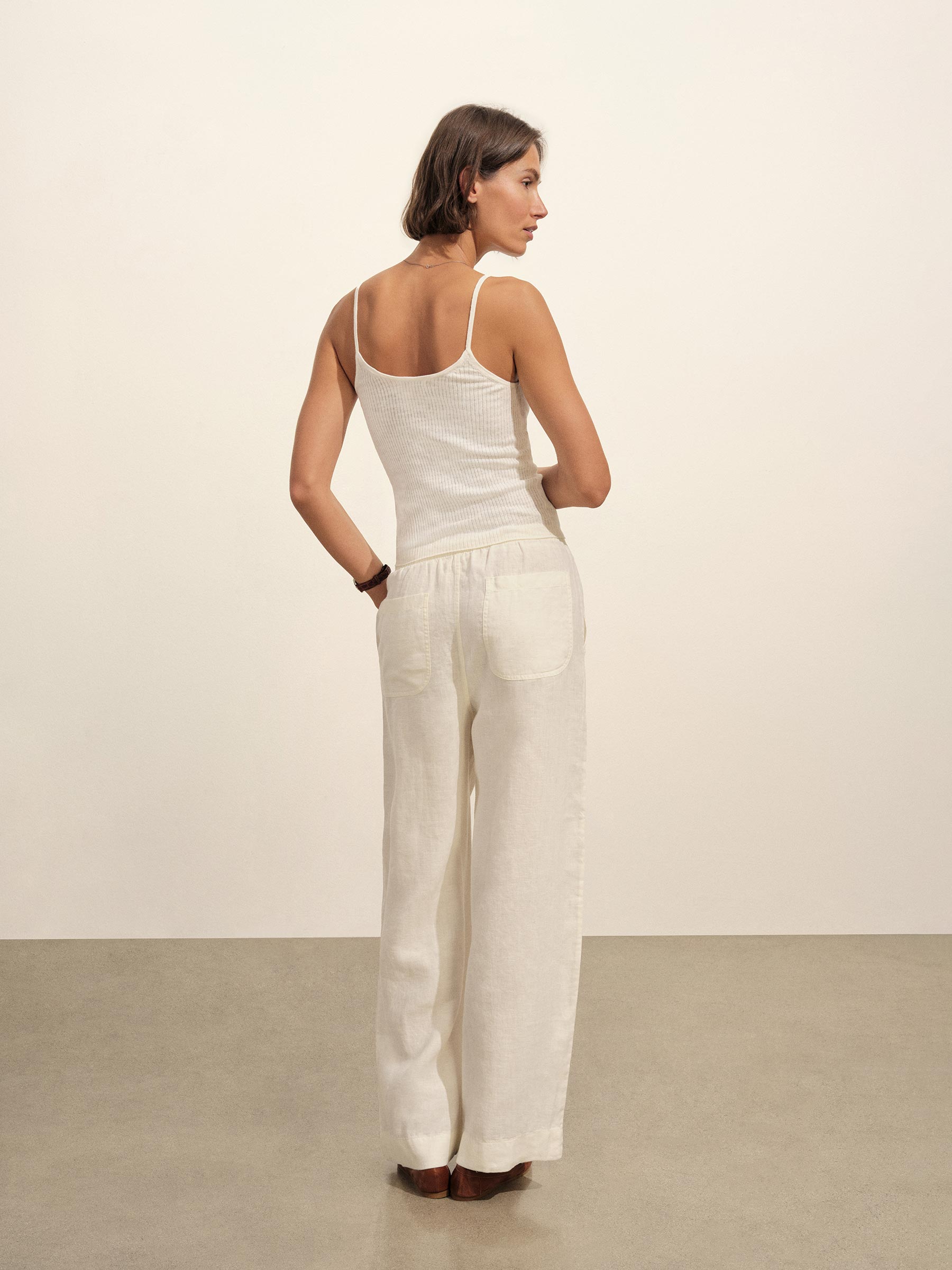 Sea Shell Crosshatch Linen Easy Pant - Image 5