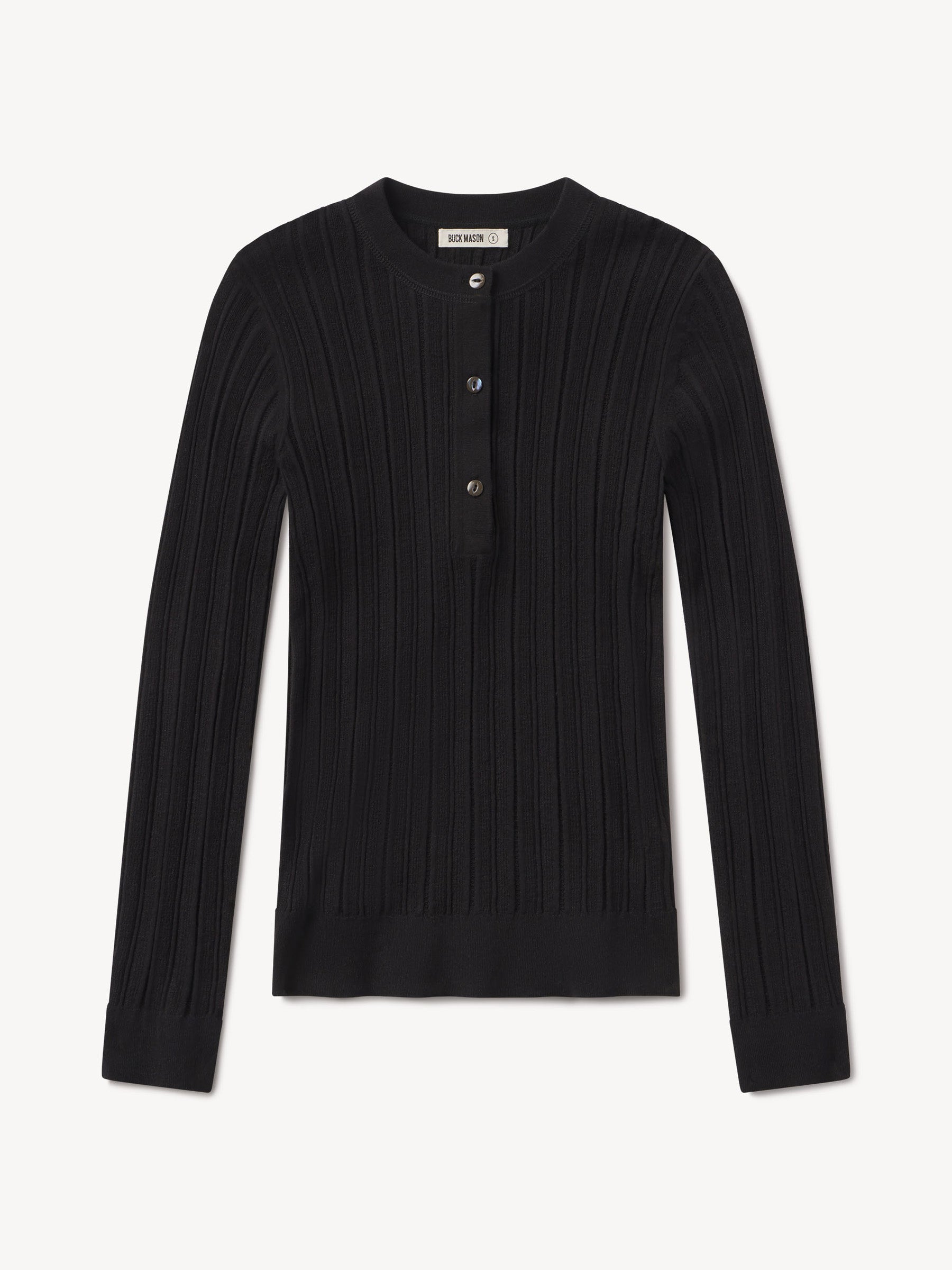 Alternative view of Black Keepsake Pointelle Henley
