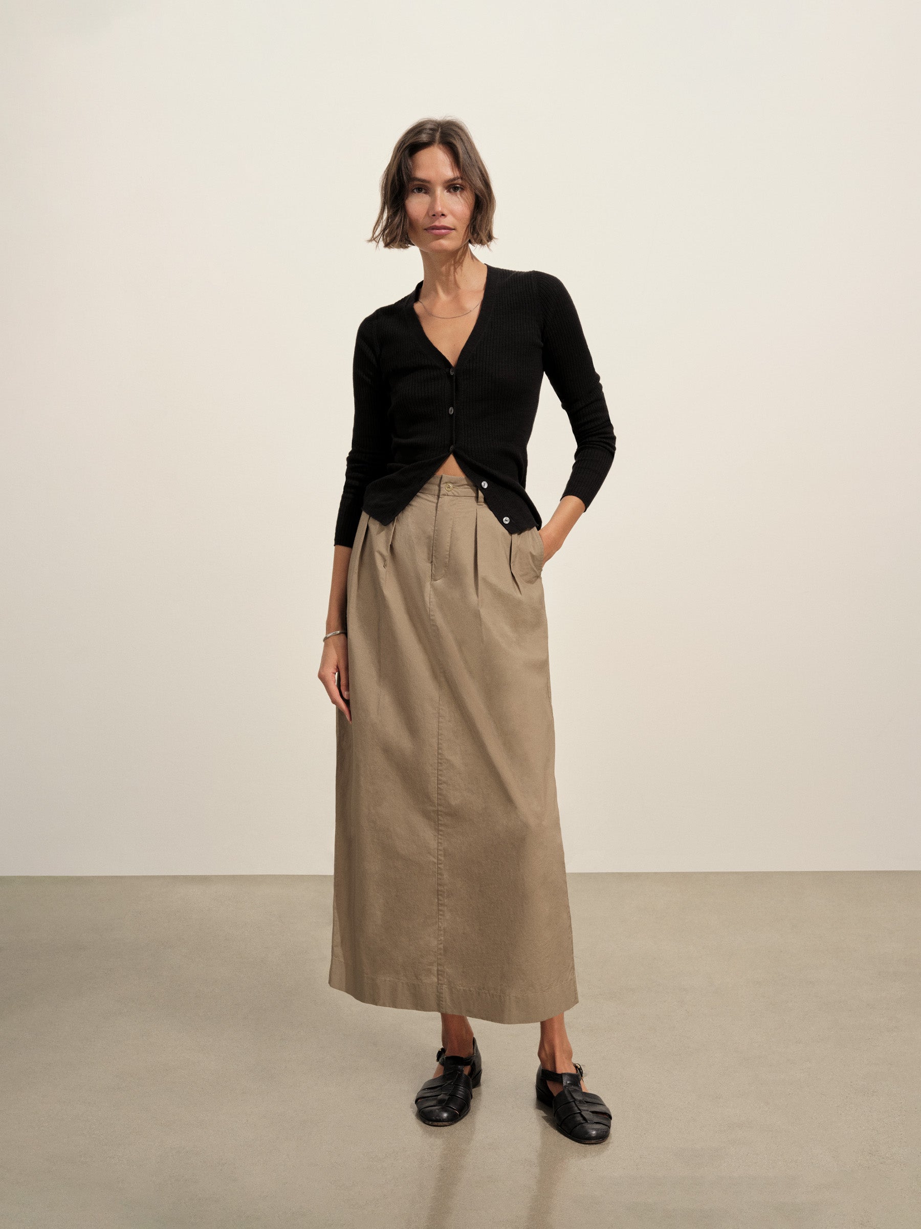 Mushroom Paperweight Poplin Pleated Skirt