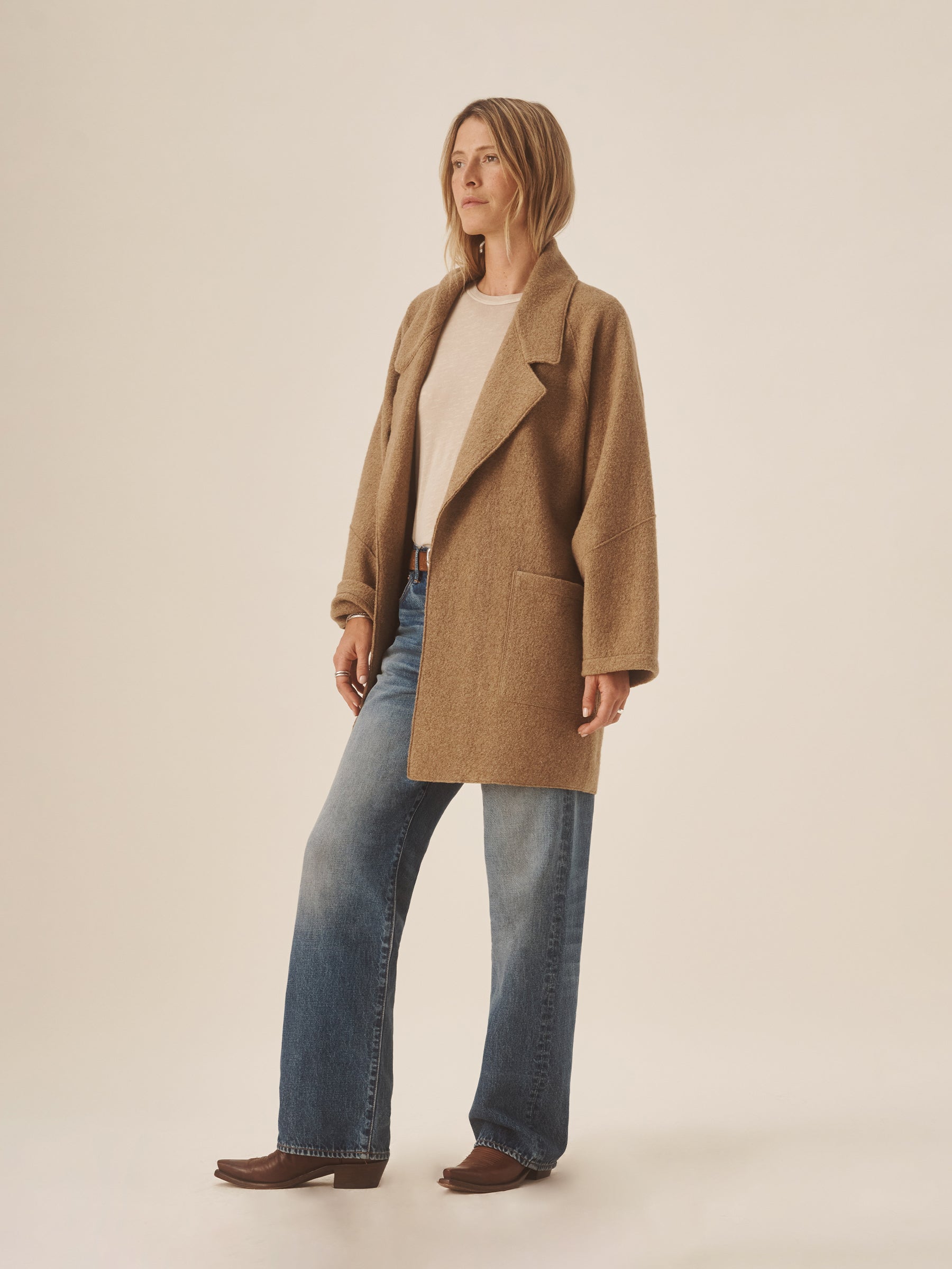 Heather Camel Felted Wool Blanket Coat - Image 3