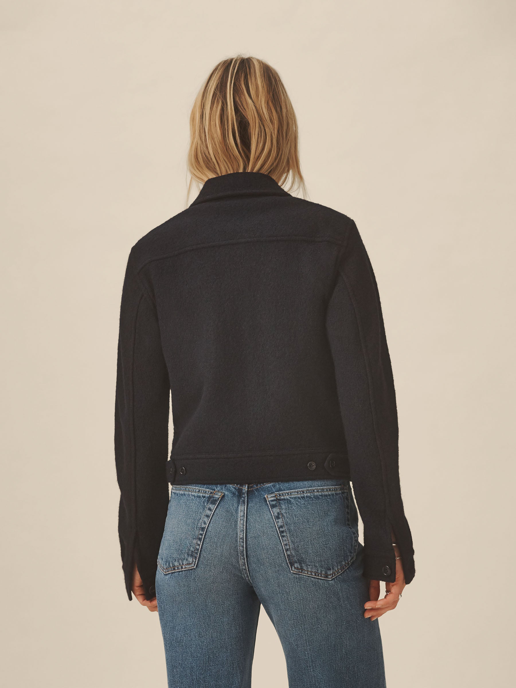 Navy Felted Wool Rider Jacket - Image 7