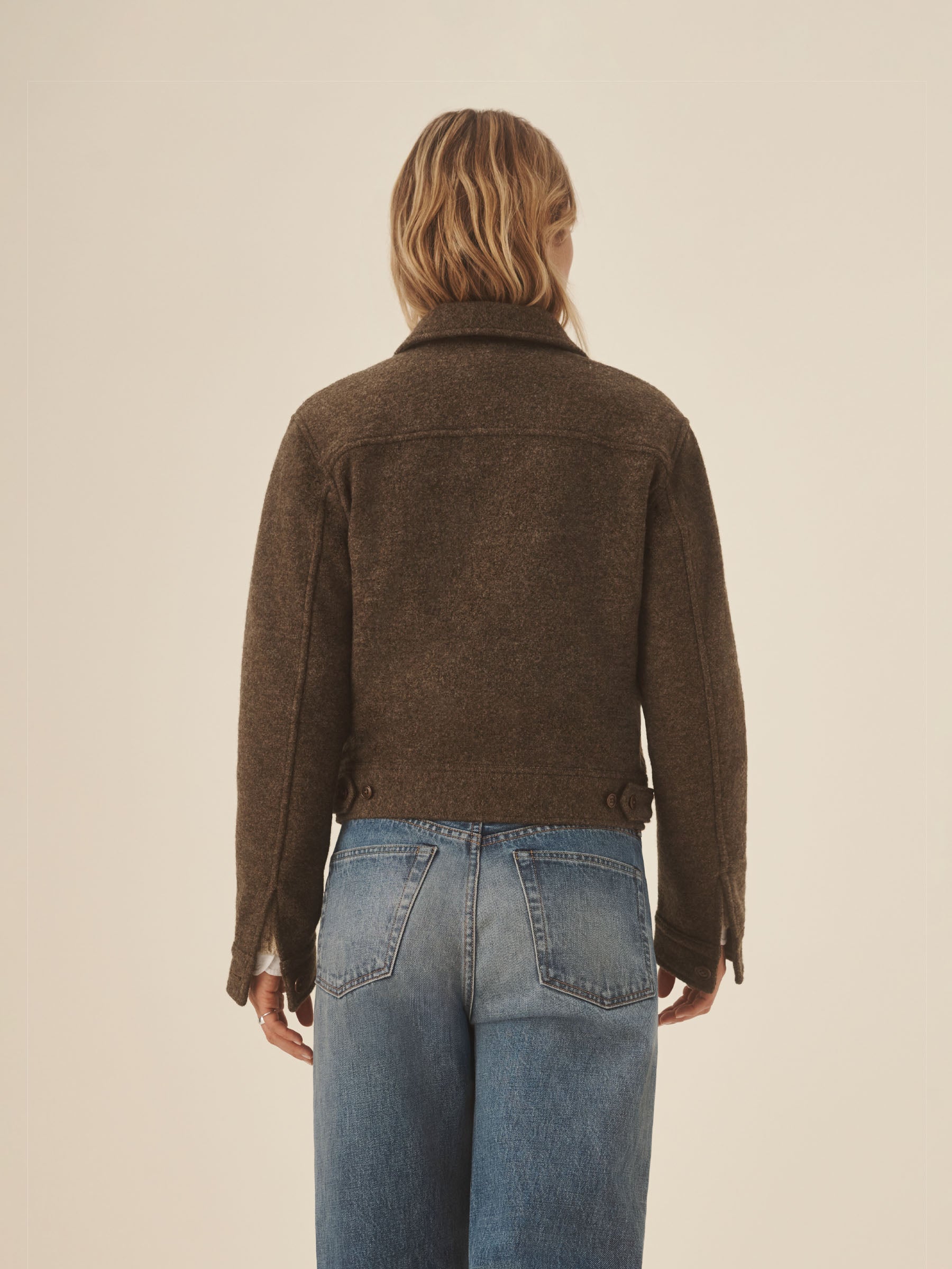 Marled River Rock Felted Wool Rider Jacket - Image 6