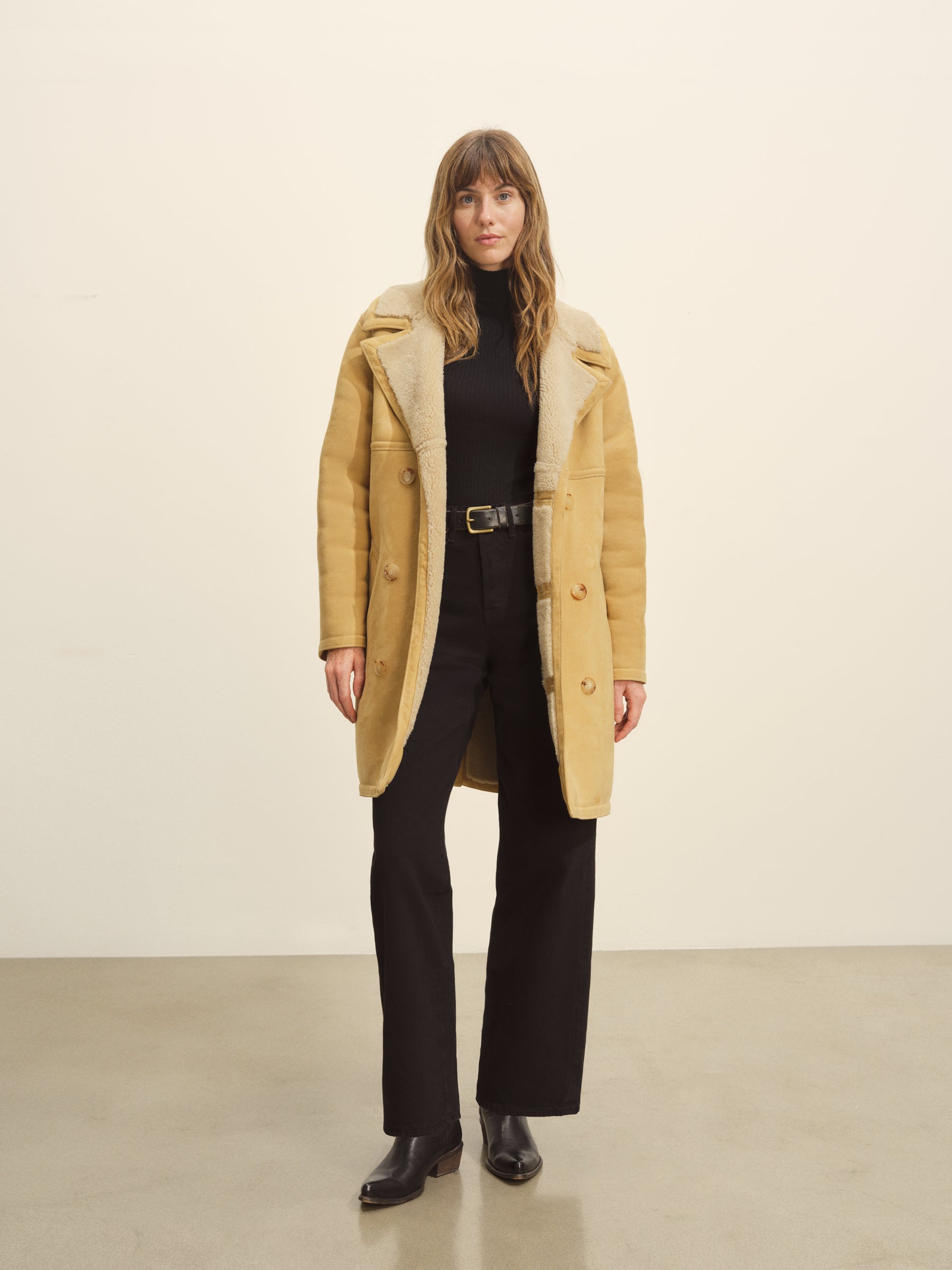 Wheat Roper Shearling Ranch Peacoat - Image 3