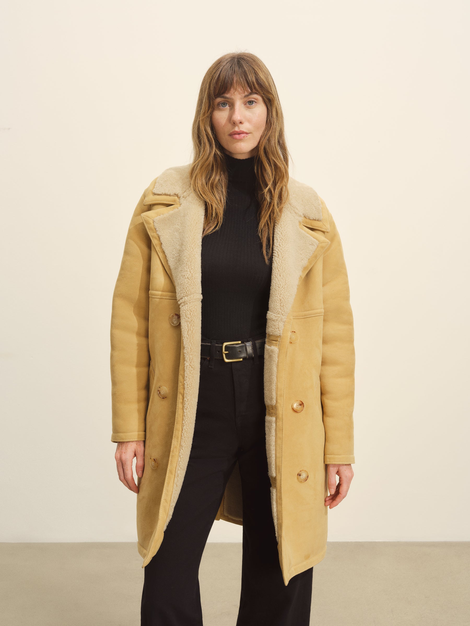 Wheat Roper Shearling Ranch Peacoat - Image 5