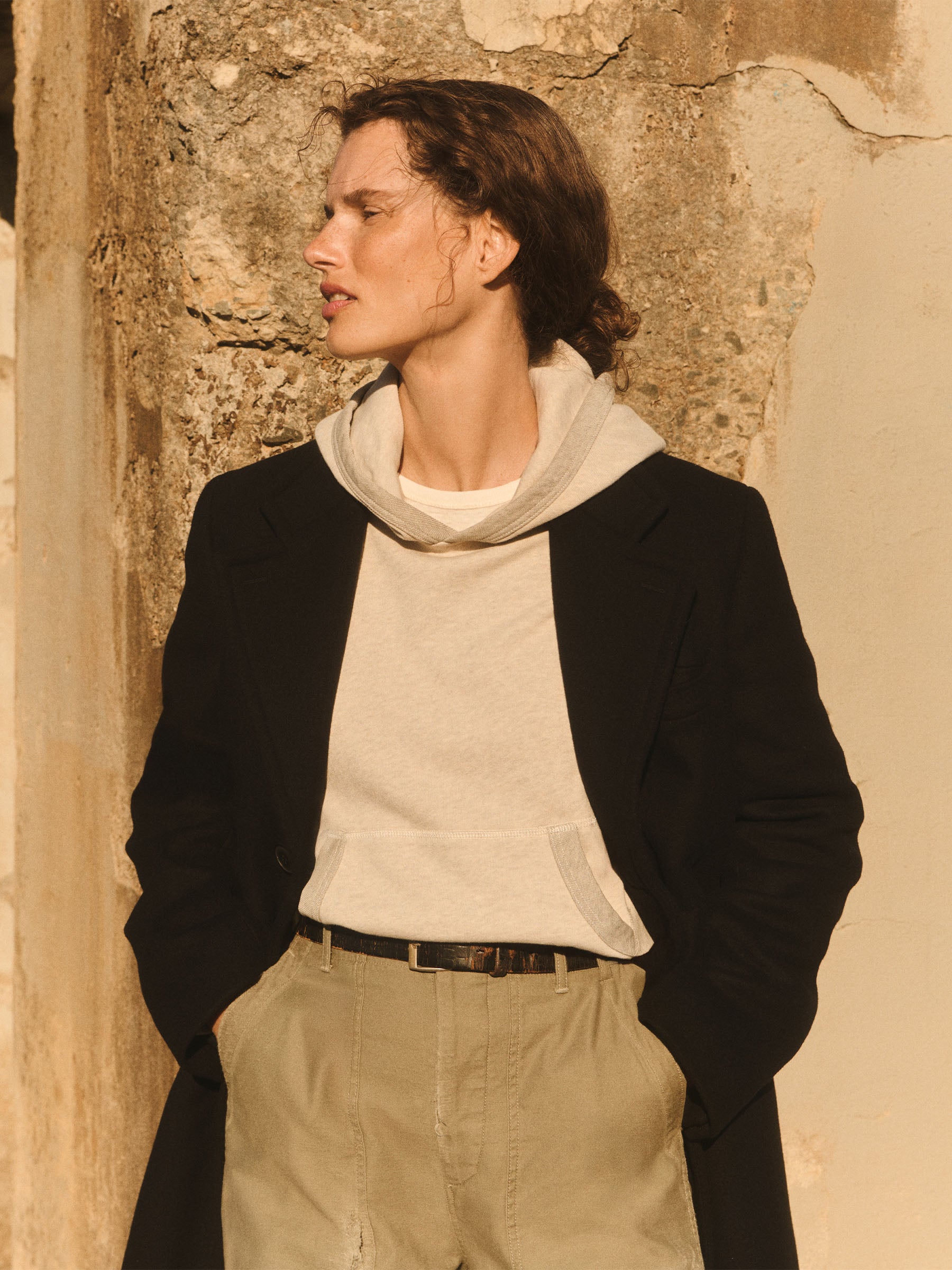Heather Grey Vintage Interloop Shrunken Hoodie