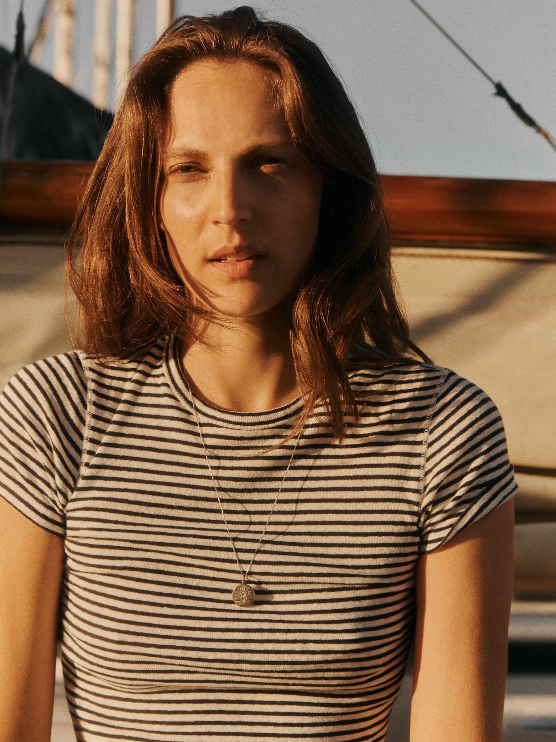 Alternative view of Natural / Navy Stripe Heirloom Rib S/S Tee