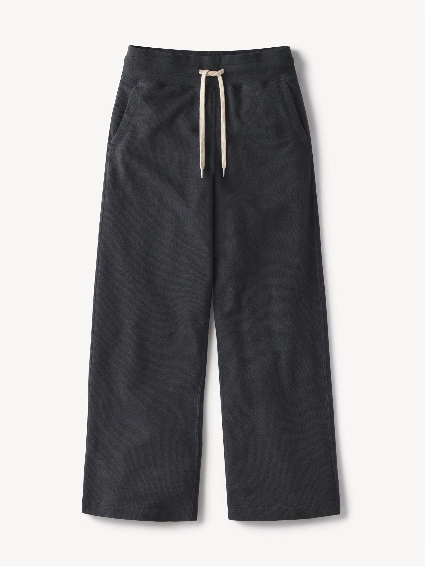 Soft Black Venice Wash Vintage Interloop Wide Leg Sweatpant
