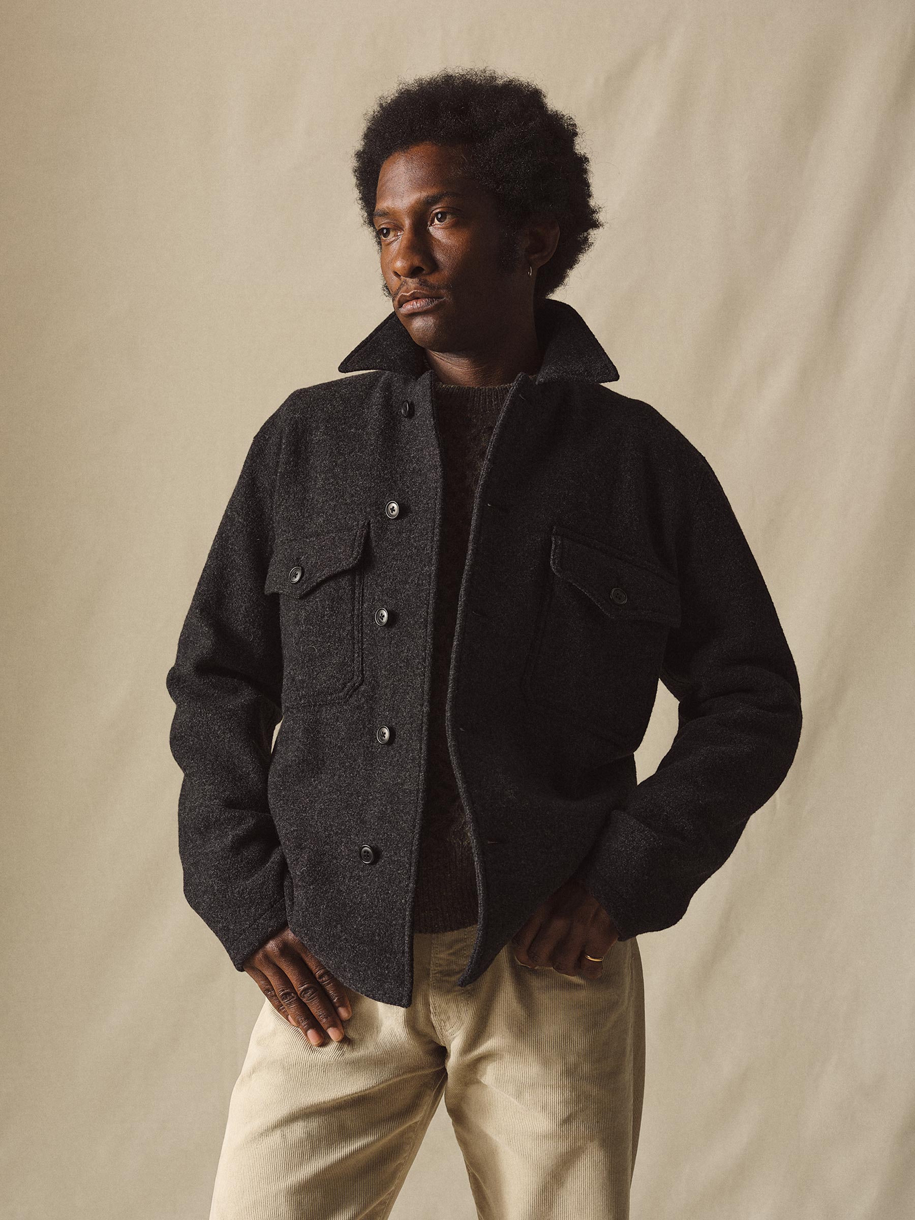 Alternative view of Marled Deep Charcoal Felted Wool Field Shirt