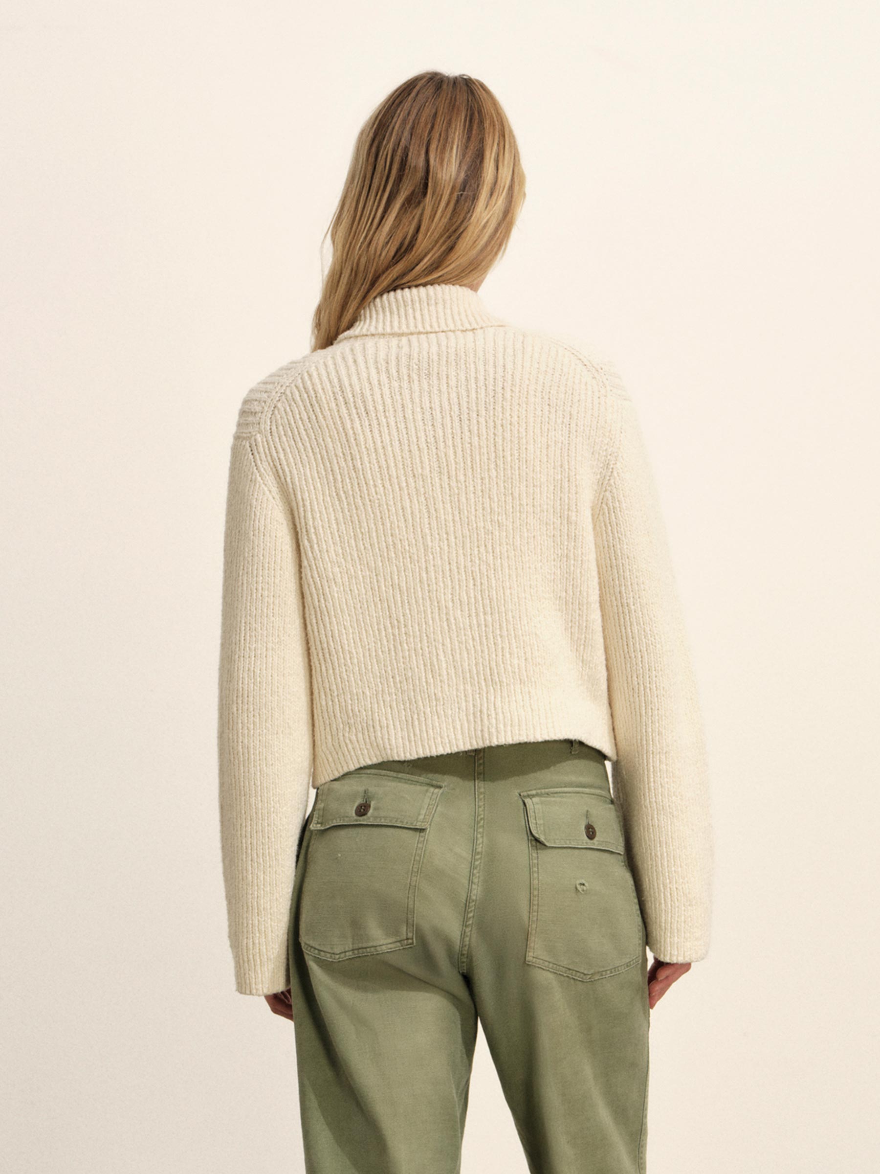 Natural Soft Spun Cotton Collared Cardigan - Image 6