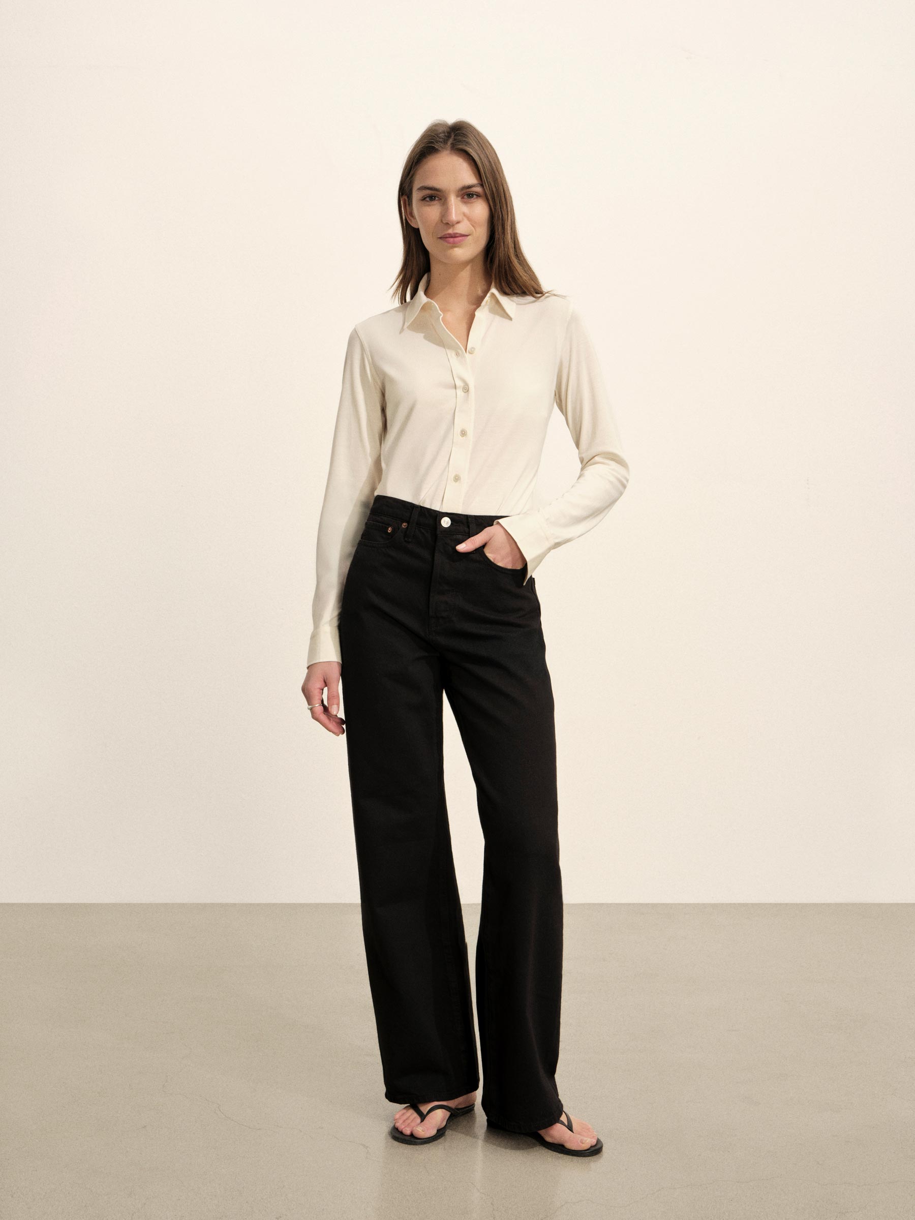 Natural Fluid Jersey Bungalow Shirt - Image 3
