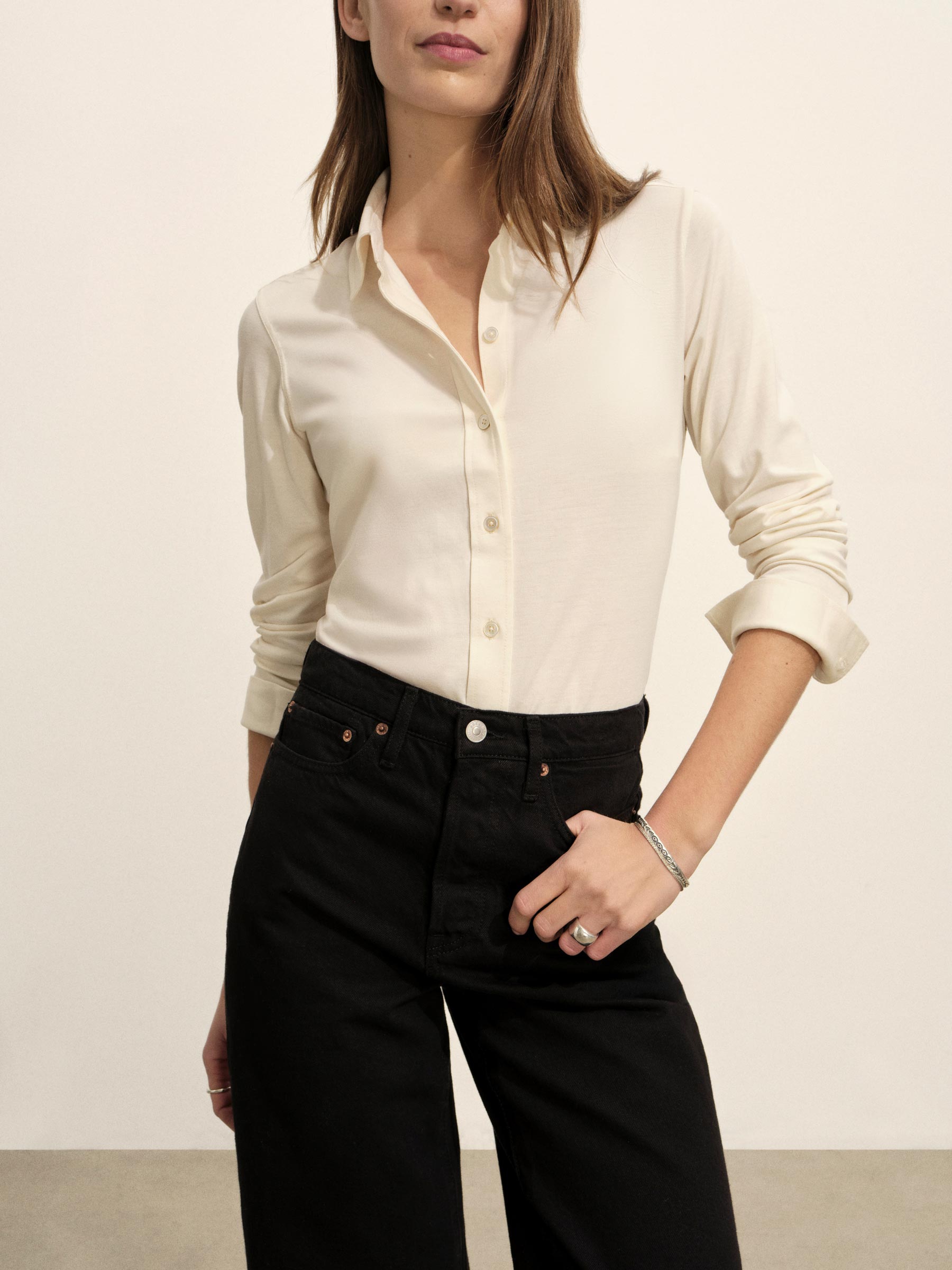 Natural Fluid Jersey Bungalow Shirt - Image 4
