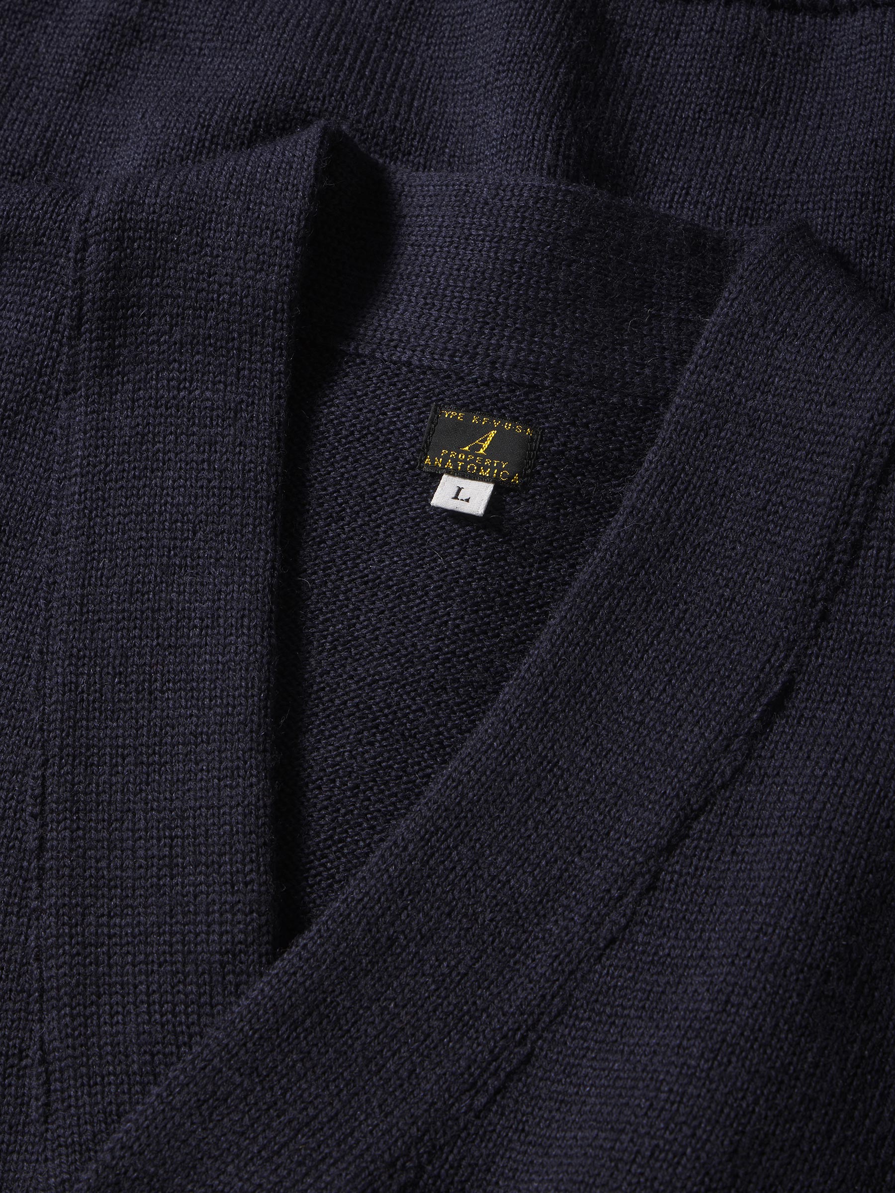 Navy Anatomica Wool V Neck Sweater - Image 4