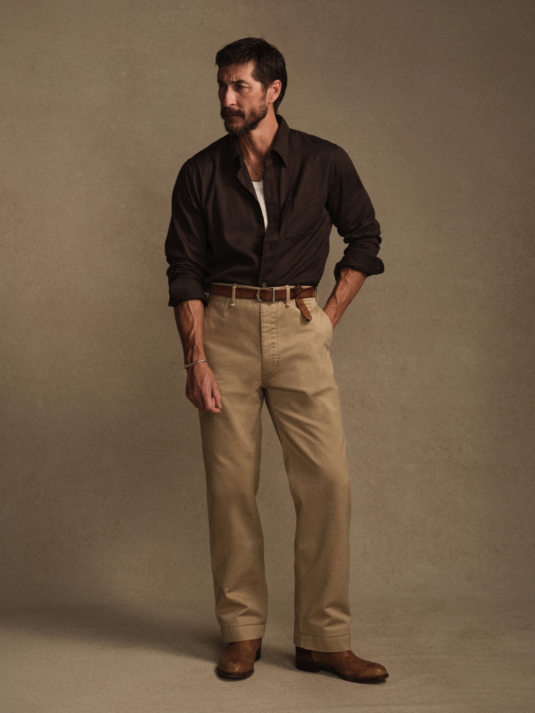 Alternative view of Uniform Khaki Paperback Twill Full Saddle Chino