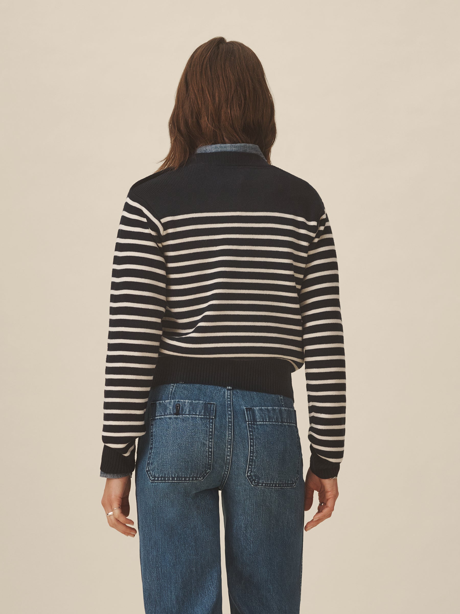 Dark Navy / Natural Shrunken Breton Sweater - Image 6